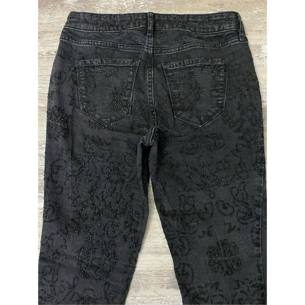 William Rast Stretch Perfect Skinny Jean Textured Black Sculpting Uplift Size 26